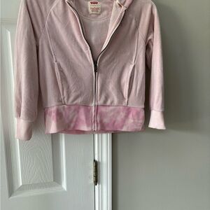 Levi's Light Pink Hoodie with Tie-Dye Hem